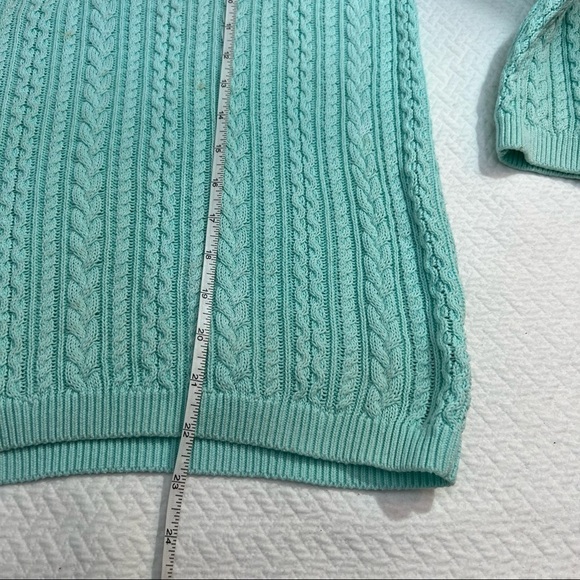 LORD & Taylor Mint Green 100% Cotton Cable Knit Pullover Sweater Size S - Picture 8 of 9